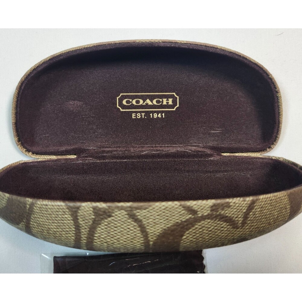 Authentic COACH Brown Signature C Eyeglass Case + New Wrapped Cleaning Cloth